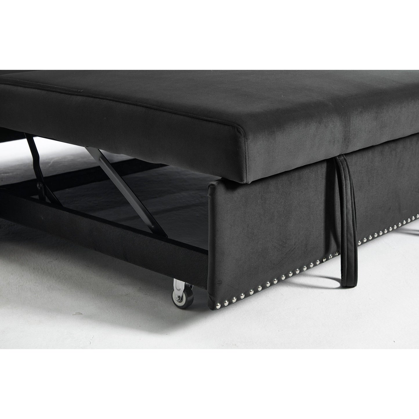 Divano letto convertibile 3 in 1 in velluto da 55 pollici con schienale reclinabile, tasche laterali e 2 cuscini