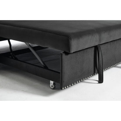 Divano letto convertibile 3 in 1 in velluto da 55 pollici con schienale reclinabile, tasche laterali e 2 cuscini