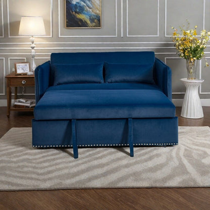 Divano letto convertibile 3 in 1 in velluto da 55 pollici con schienale reclinabile, tasche laterali e 2 cuscini