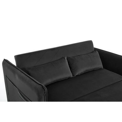 Divano letto convertibile 3 in 1 in velluto da 55 pollici con schienale reclinabile, tasche laterali e 2 cuscini