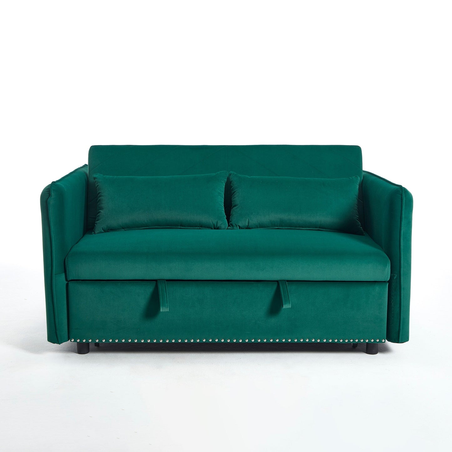 Divano letto convertibile 3 in 1 in velluto da 55 pollici con schienale reclinabile, tasche laterali e 2 cuscini