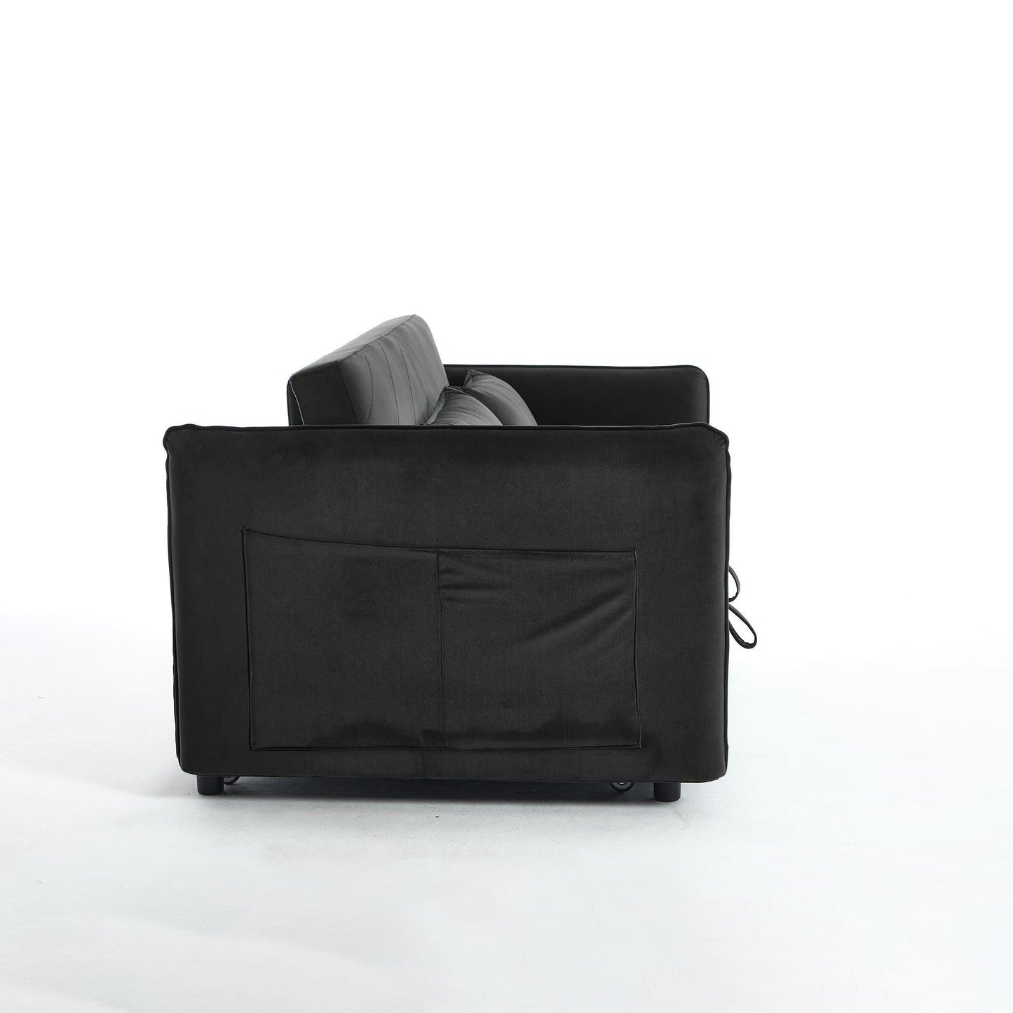 Divano letto convertibile 3 in 1 in velluto da 55 pollici con schienale reclinabile, tasche laterali e 2 cuscini