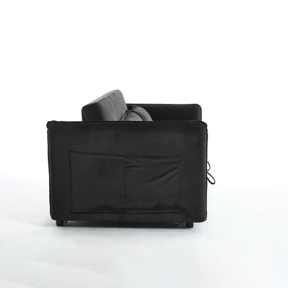 Divano letto convertibile 3 in 1 in velluto da 55 pollici con schienale reclinabile, tasche laterali e 2 cuscini