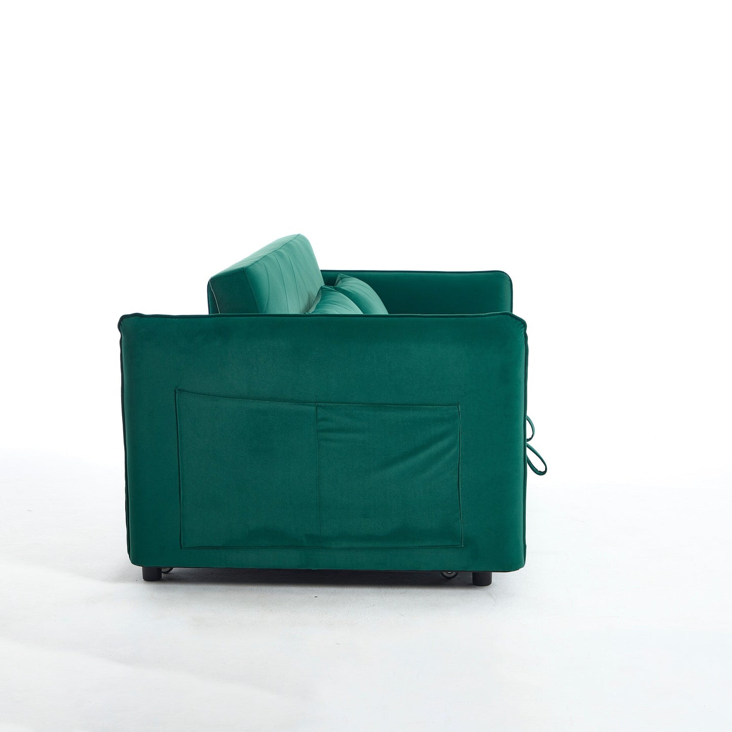 Divano letto convertibile 3 in 1 in velluto da 55 pollici con schienale reclinabile, tasche laterali e 2 cuscini