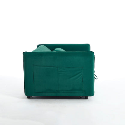 Divano letto convertibile 3 in 1 in velluto da 55 pollici con schienale reclinabile, tasche laterali e 2 cuscini