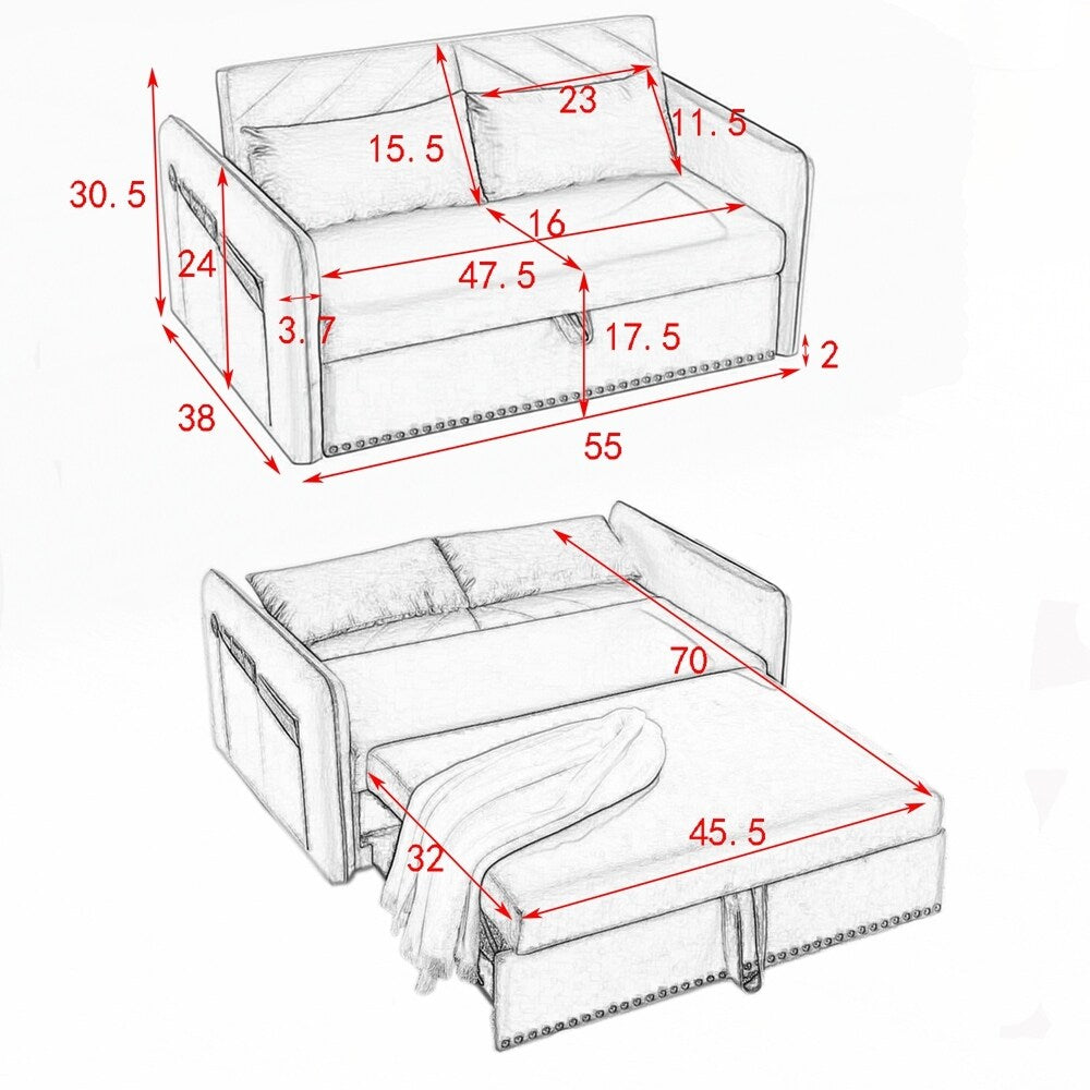 55 divani a due posti in velluto con 2 cuscini e schienale reclinabile - 2 posti