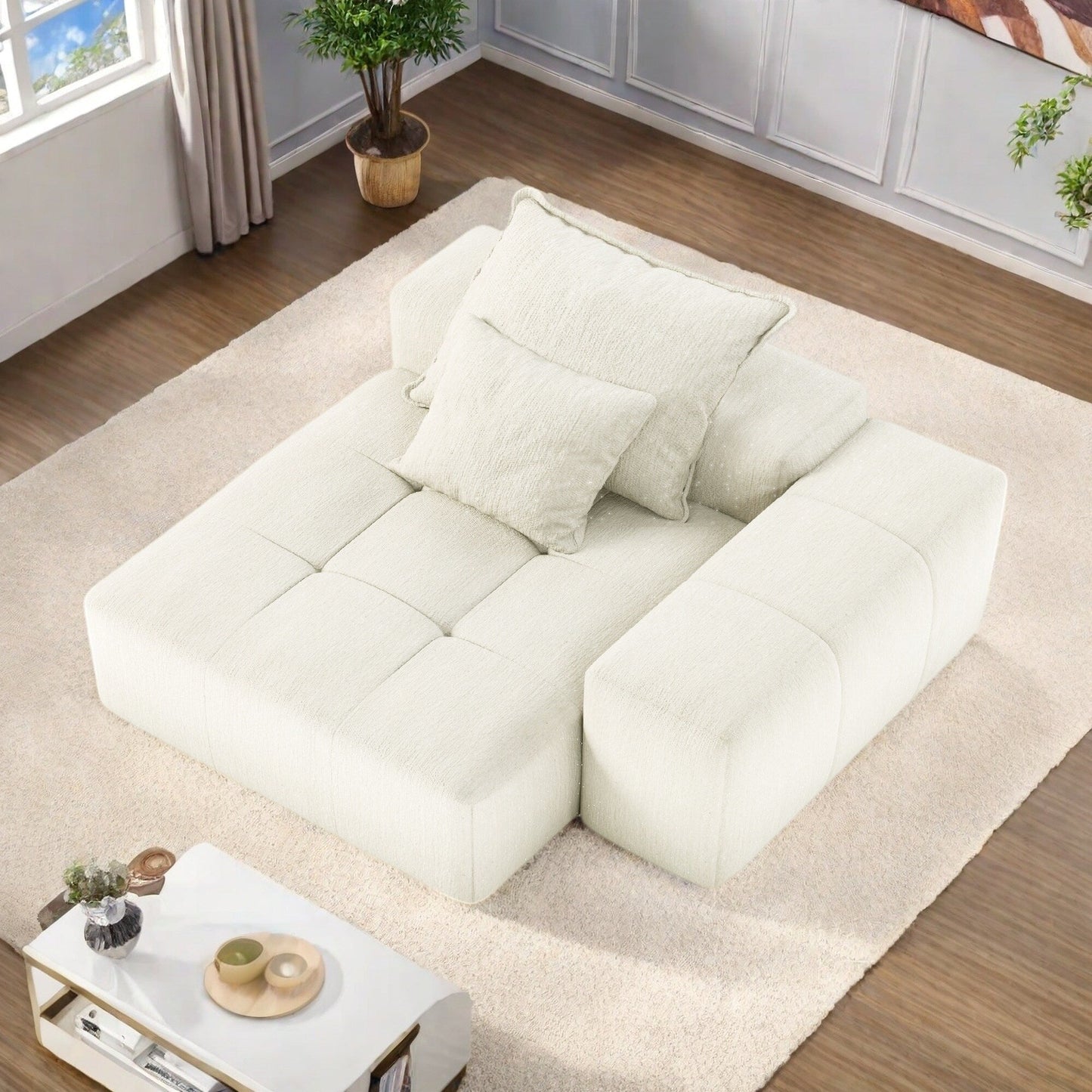 Divano a 2 posti in schiuma da 56,7 pollici con 2 cuscini per soggiorno e camera da letto