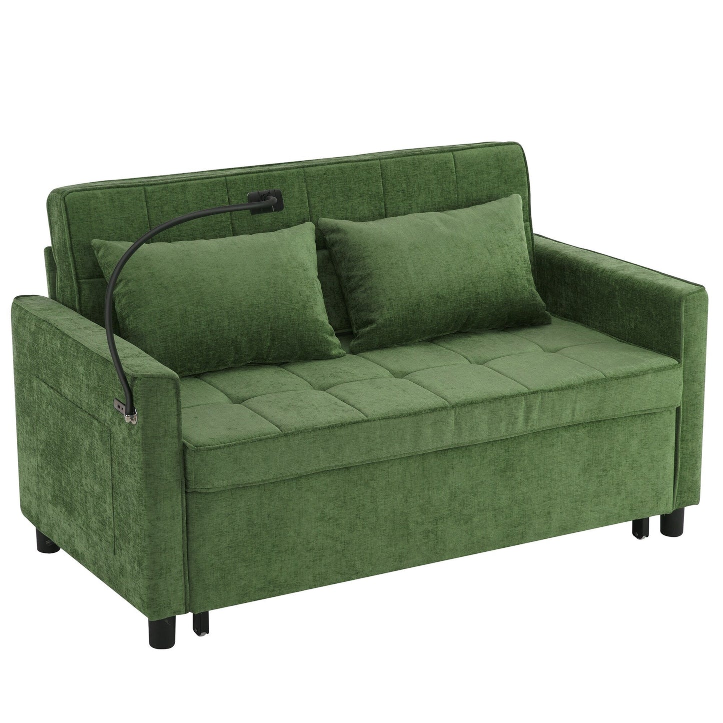 Divano letto estraibile in ciniglia da 56,9 W con porte USB