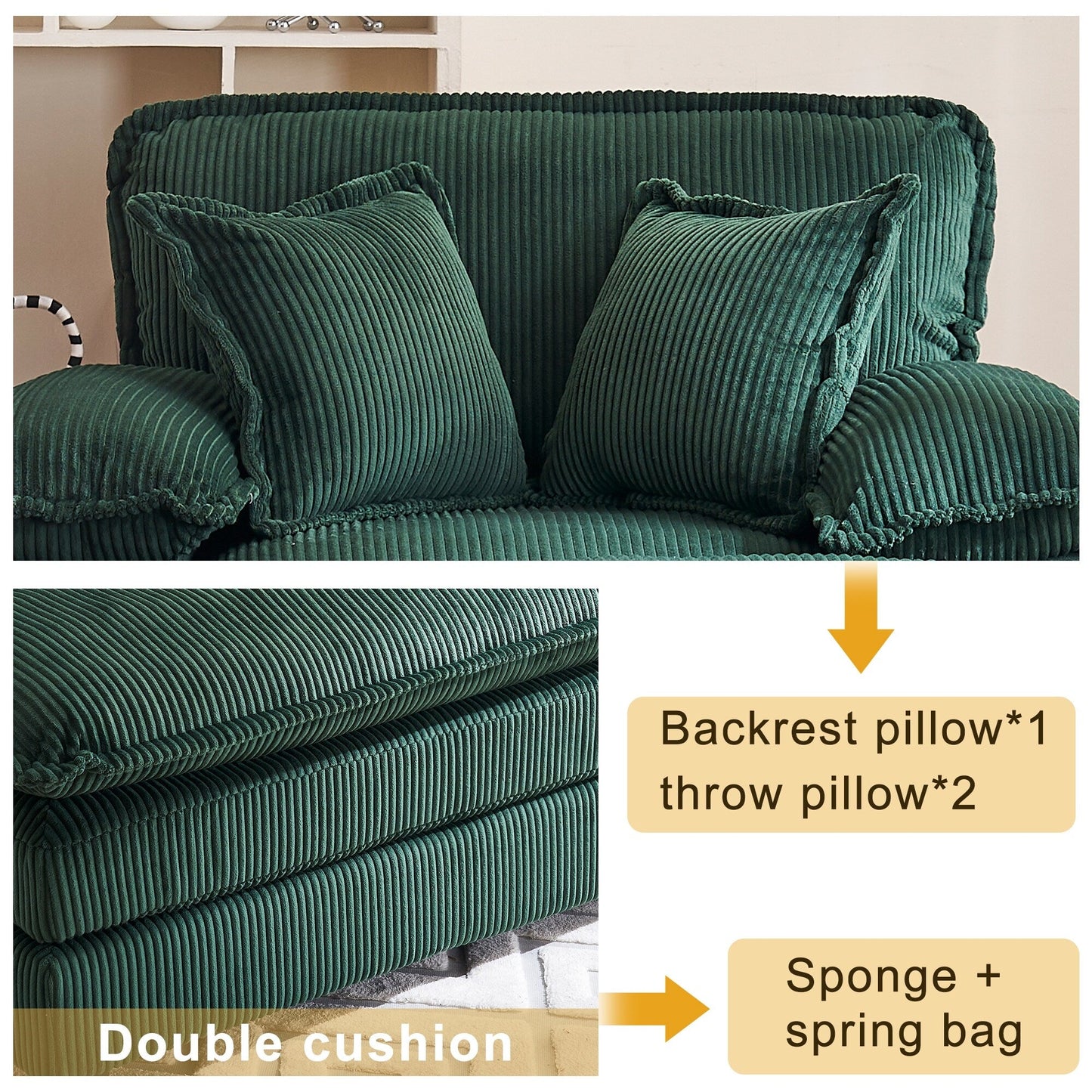 Poltrona oversize da 56,9 W con pouf, poltrona da lettura per camera da letto, divano letto girevole, divano reclinabile singolo moderno oversize