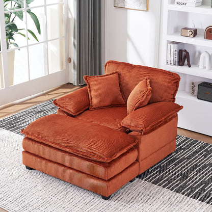 Poltrona oversize da 56,9 W con pouf, poltrona da lettura per camera da letto, divano letto girevole, divano reclinabile singolo moderno oversize