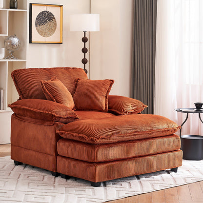 Poltrona oversize da 56,9 W con pouf, poltrona da lettura per camera da letto, divano letto girevole, divano reclinabile singolo moderno oversize