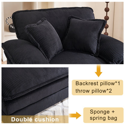 Poltrona oversize da 56,9 W con pouf, poltrona da lettura per camera da letto, divano letto girevole, divano reclinabile singolo moderno oversize