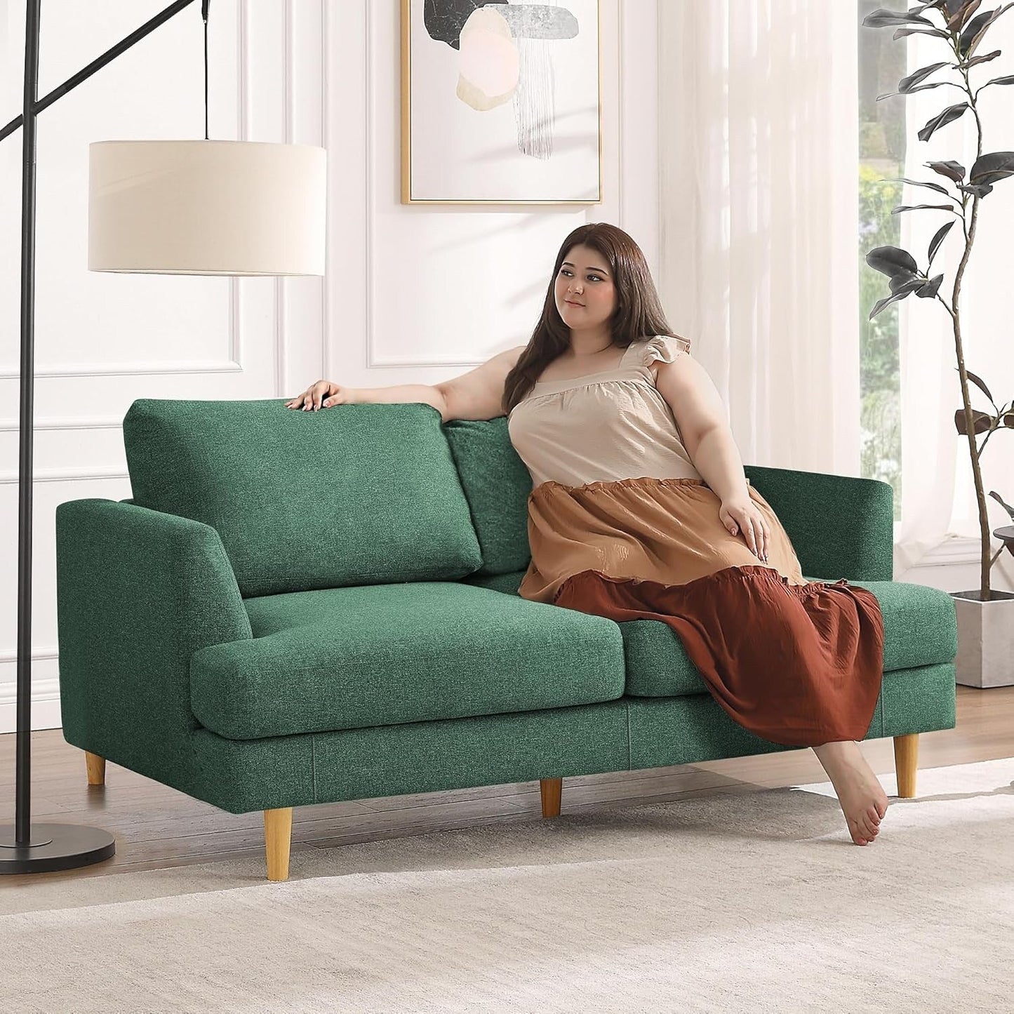 Divano a due posti Mid-Century 56 - Divano imbottito a 2 posti per soggiorno, camera da letto e appartamento, design salvaspazio