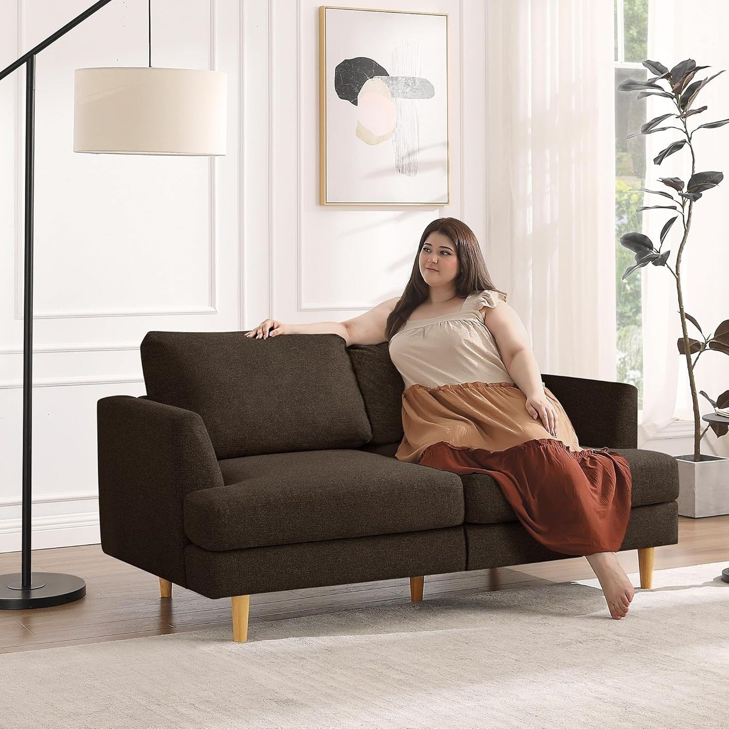 Divano a due posti Mid-Century 56 - Divano imbottito a 2 posti per soggiorno, camera da letto e appartamento, design salvaspazio