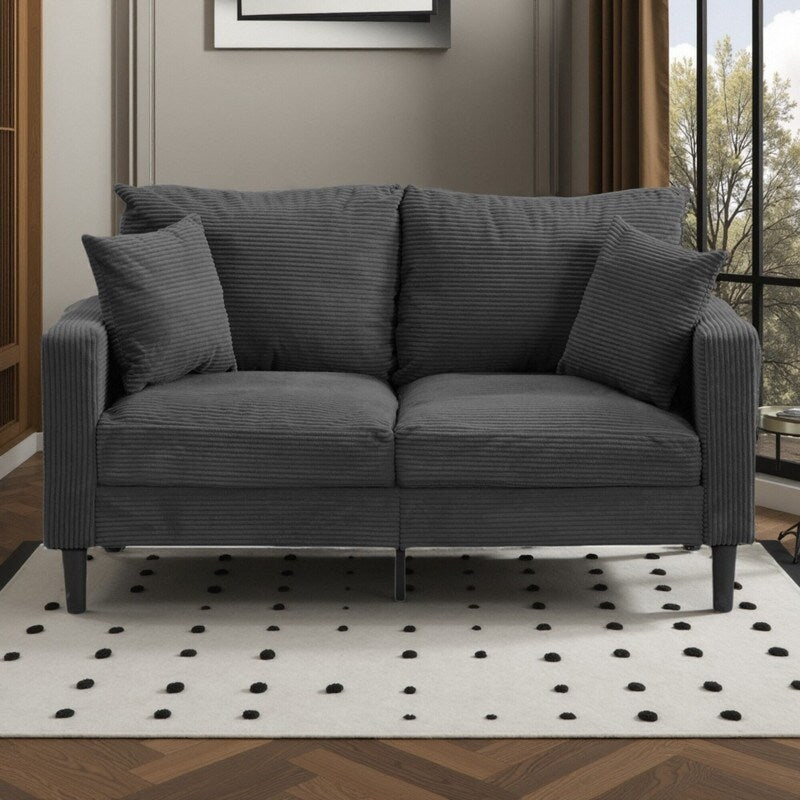 Divano a due posti in velluto a coste da 57,9 pollici con struttura in legno, spugna ad alta resilienza e design salvaspazio