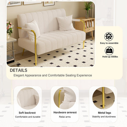 Divano in pile beige Teddy - 29,92 x 59,00 x 31,89