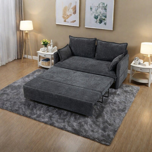 Divano letto convertibile in velluto a coste da 59,5 pollici con letto estraibile, porte di ricarica USB/tipo C e spazio di archiviazione laterale