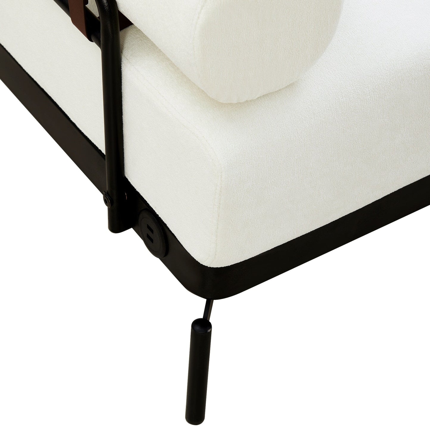 Divano moderno in ciniglia da 59 pollici con porte di ricarica USB, braccioli cilindrici e capacità di 440 libbre