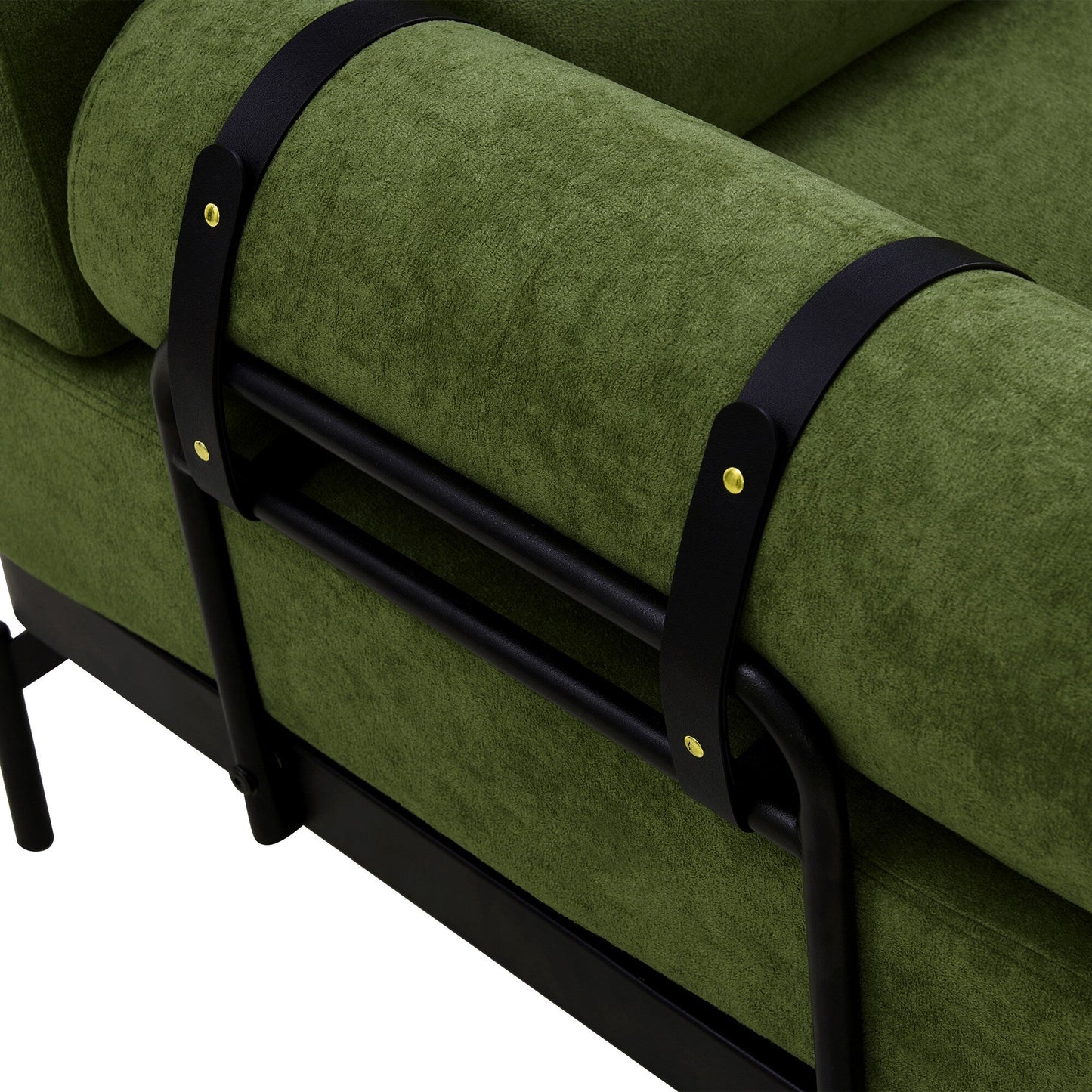 Divano moderno in ciniglia da 59 pollici con porte di ricarica USB, braccioli cilindrici e capacità di 440 libbre