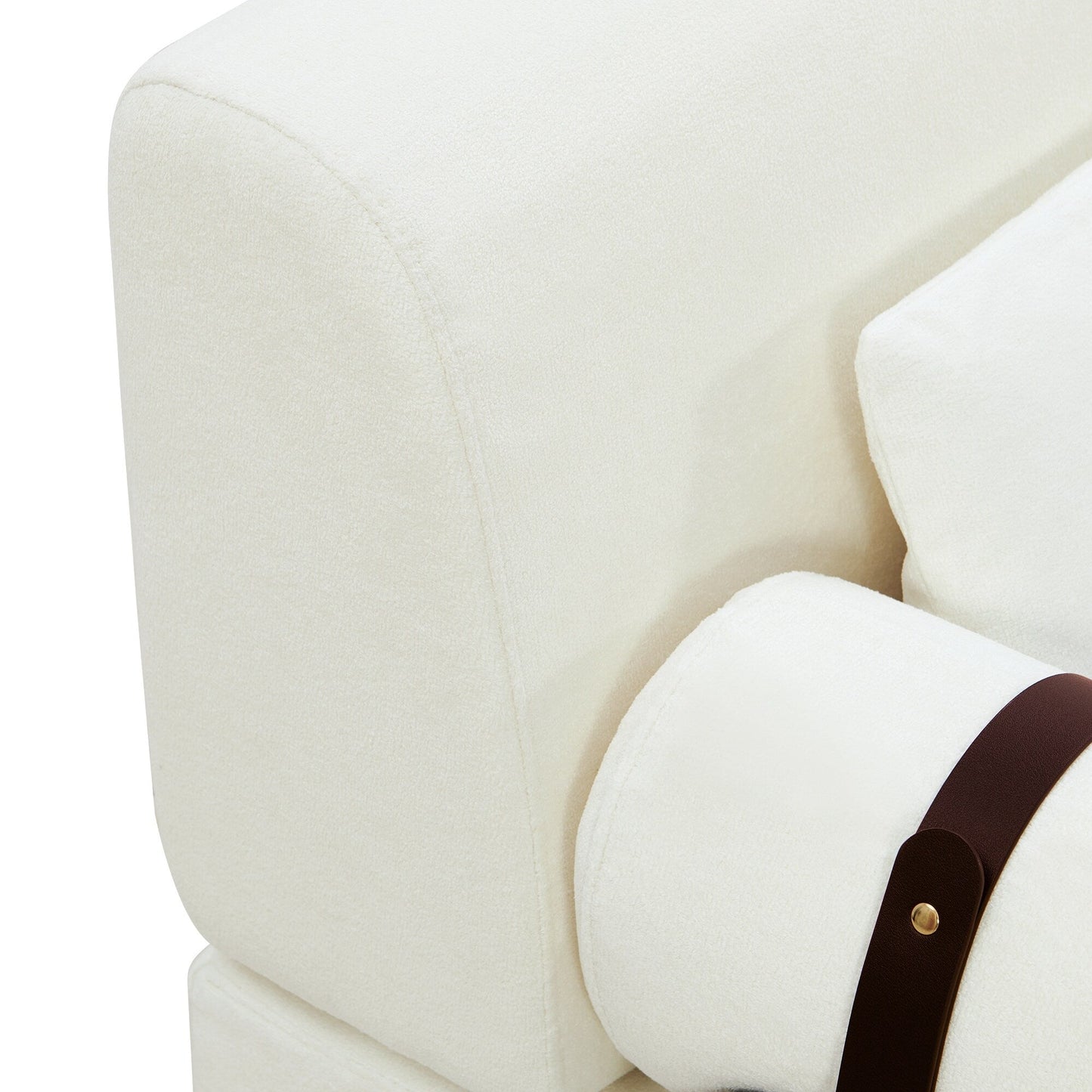 Divano moderno in ciniglia da 59 pollici con porte di ricarica USB, braccioli cilindrici e capacità di 440 libbre