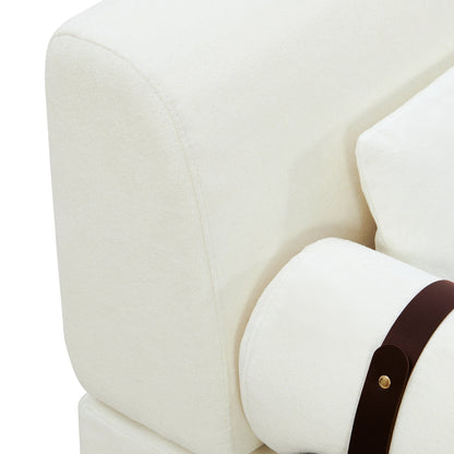 Divano moderno in ciniglia da 59 pollici con porte di ricarica USB, braccioli cilindrici e capacità di 440 libbre