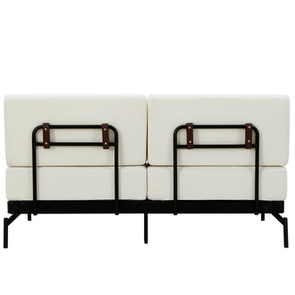 Divano moderno in ciniglia da 59 pollici con porte di ricarica USB, braccioli cilindrici e capacità di 440 libbre