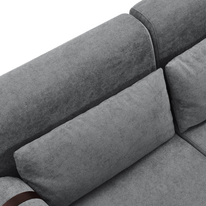 Divano moderno in ciniglia da 59 pollici con porte di ricarica USB, braccioli cilindrici e capacità di 440 libbre