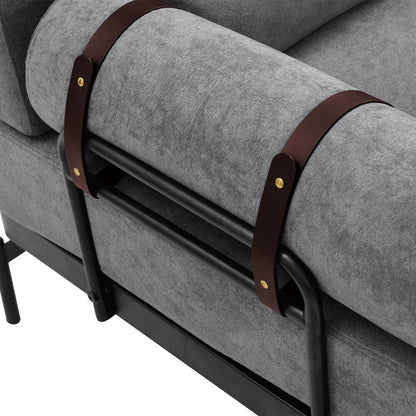 59 Divano moderno a 2 posti con porte USB flessibili e braccioli cilindrici