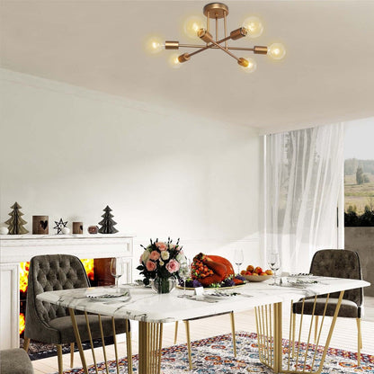 6 - Lampada da soffitto semi-incassata Sputnik in metallo moderno leggero da 23,62''