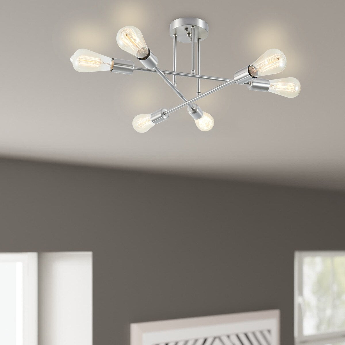 6 - Lampada da soffitto semi-incassata Sputnik in metallo moderno leggero da 23,62''
