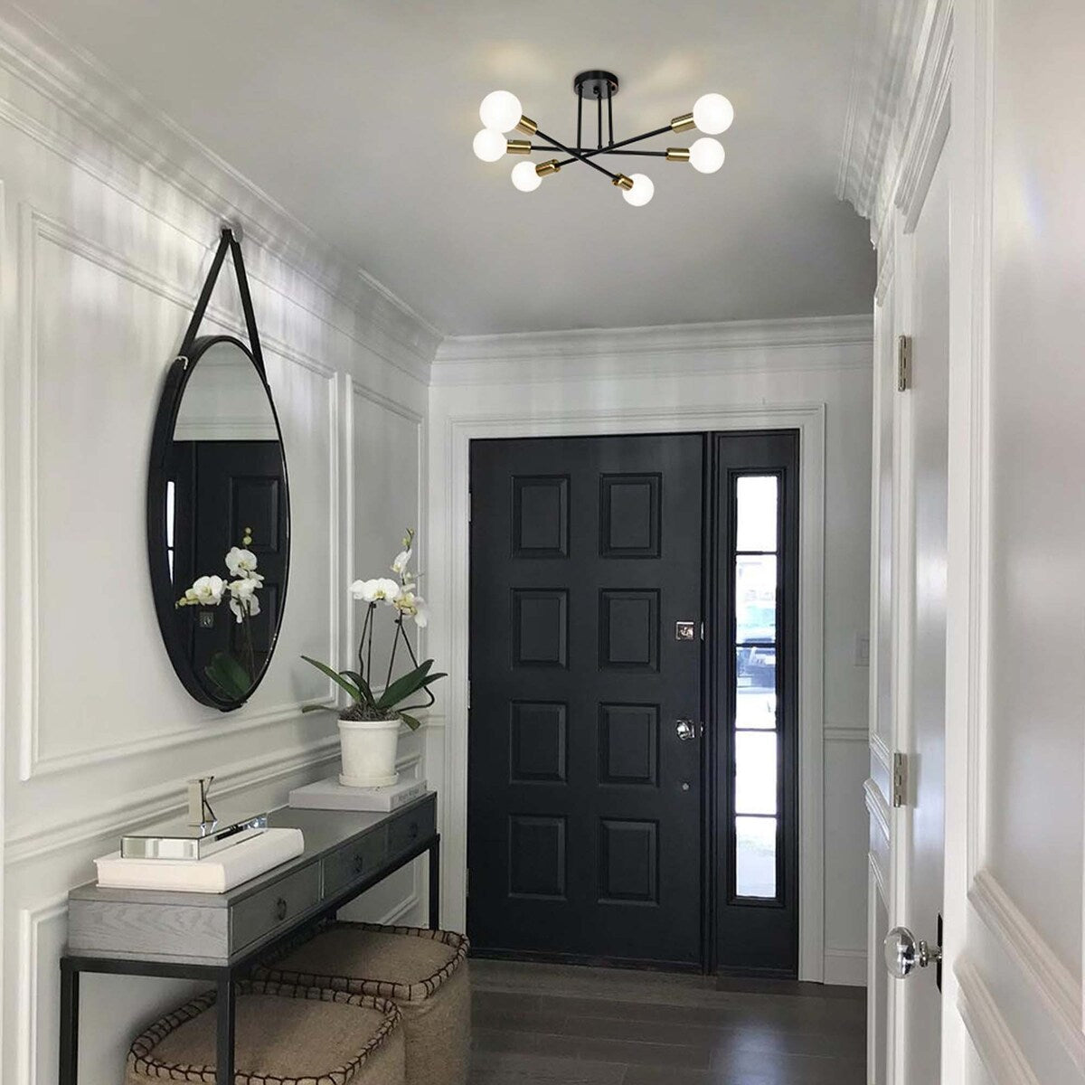 6 - Lampada da soffitto semi-incassata Sputnik in metallo moderno leggero da 23,62''