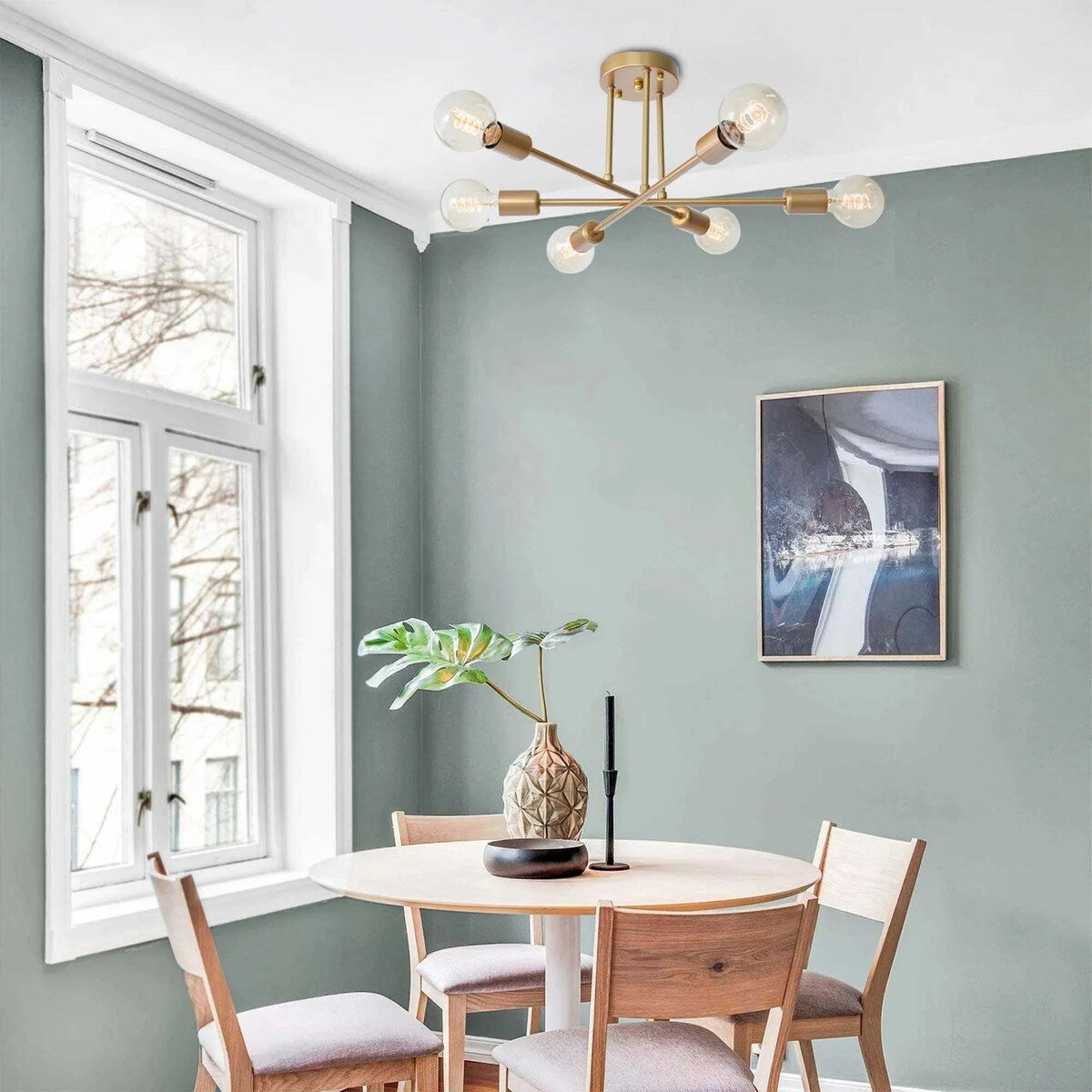 6 - Lampada da soffitto semi-incassata Sputnik in metallo moderno leggero da 23,62''