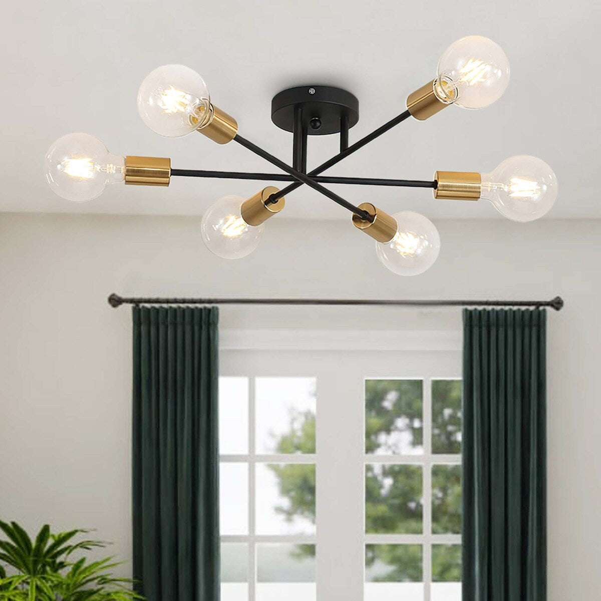 6 - Lampada da soffitto semi-incassata Sputnik in metallo moderno leggero da 23,62''