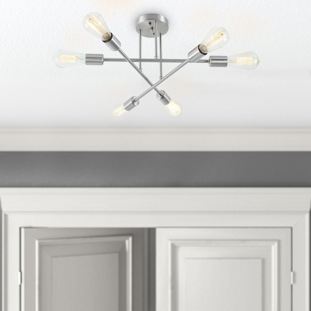 6 - Lampada da soffitto semi-incassata Sputnik in metallo moderno leggero da 23,62''