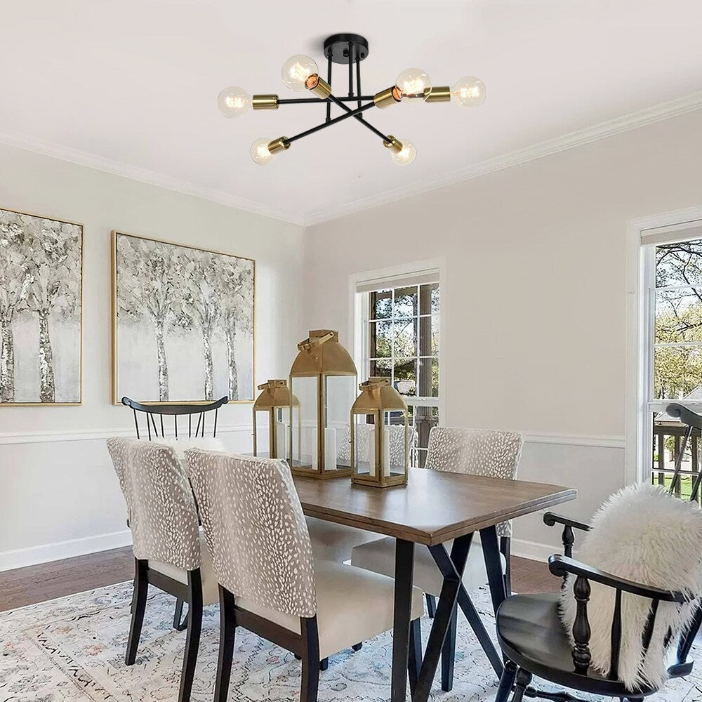 6 - Lampada da soffitto semi-incassata Sputnik in metallo moderno leggero da 23,62''