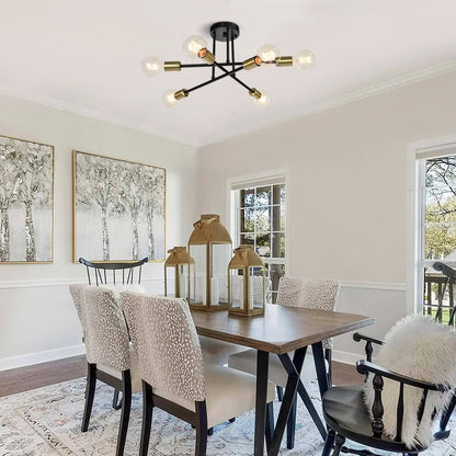 6 - Lampada da soffitto semi-incassata Sputnik in metallo moderno leggero da 23,62''