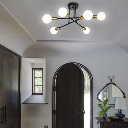 6 - Lampada da soffitto semi-incassata Sputnik in metallo moderno leggero da 23,62''