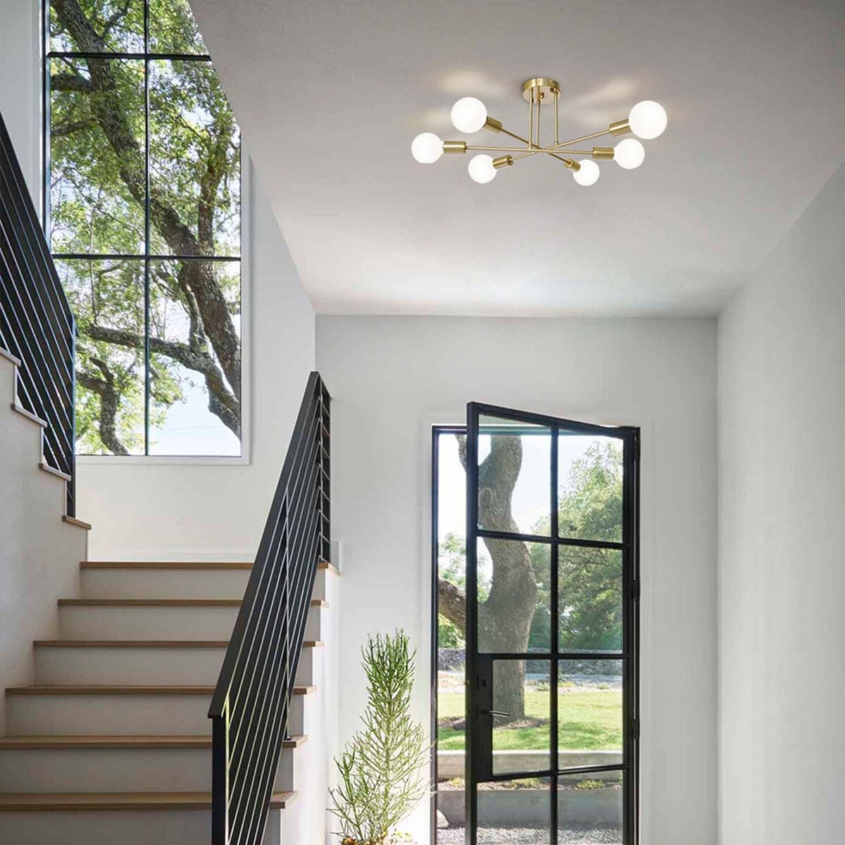 6 - Lampada da soffitto semi-incassata Sputnik in metallo moderno leggero da 23,62''