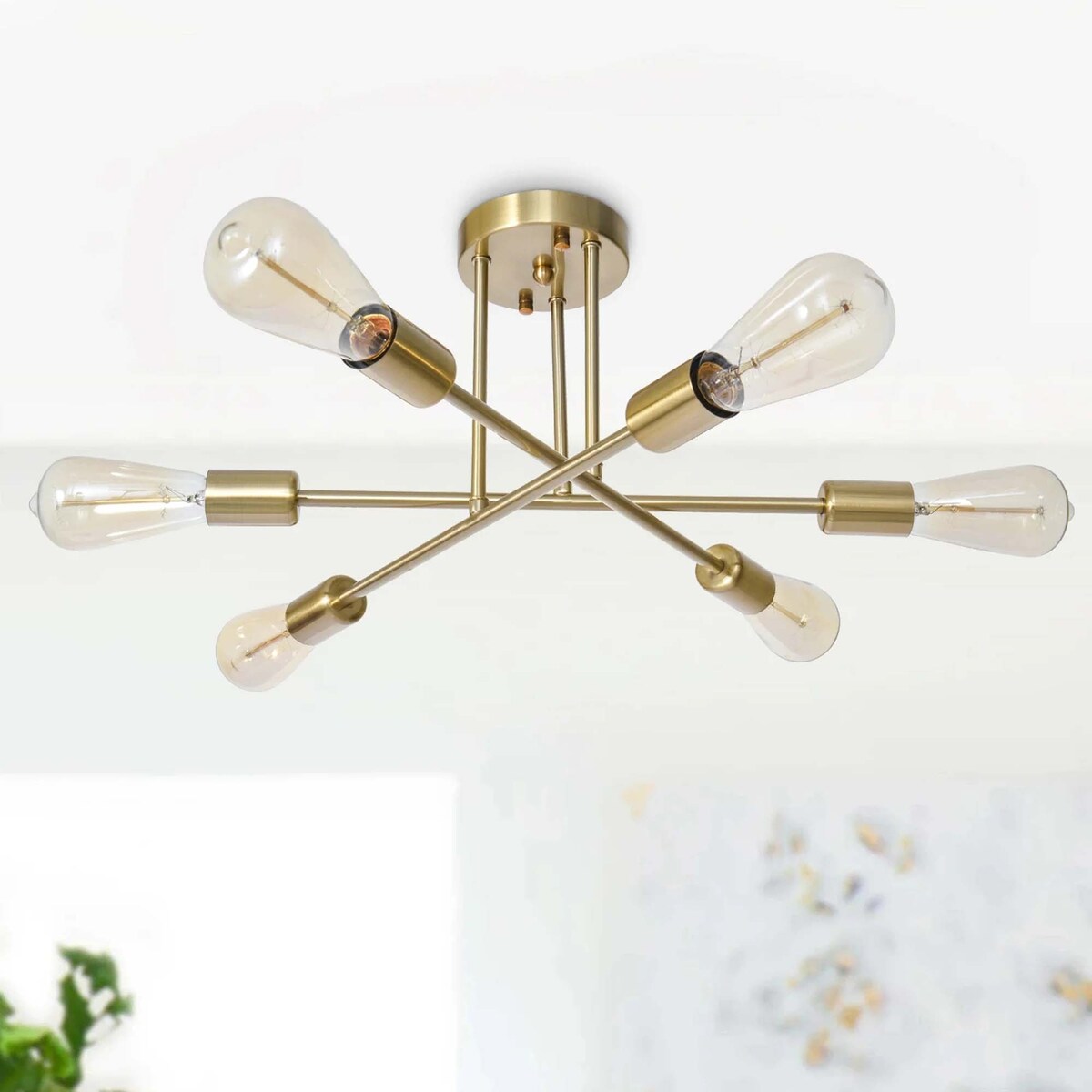6 - Lampada da soffitto semi-incassata Sputnik in metallo moderno leggero da 23,62''