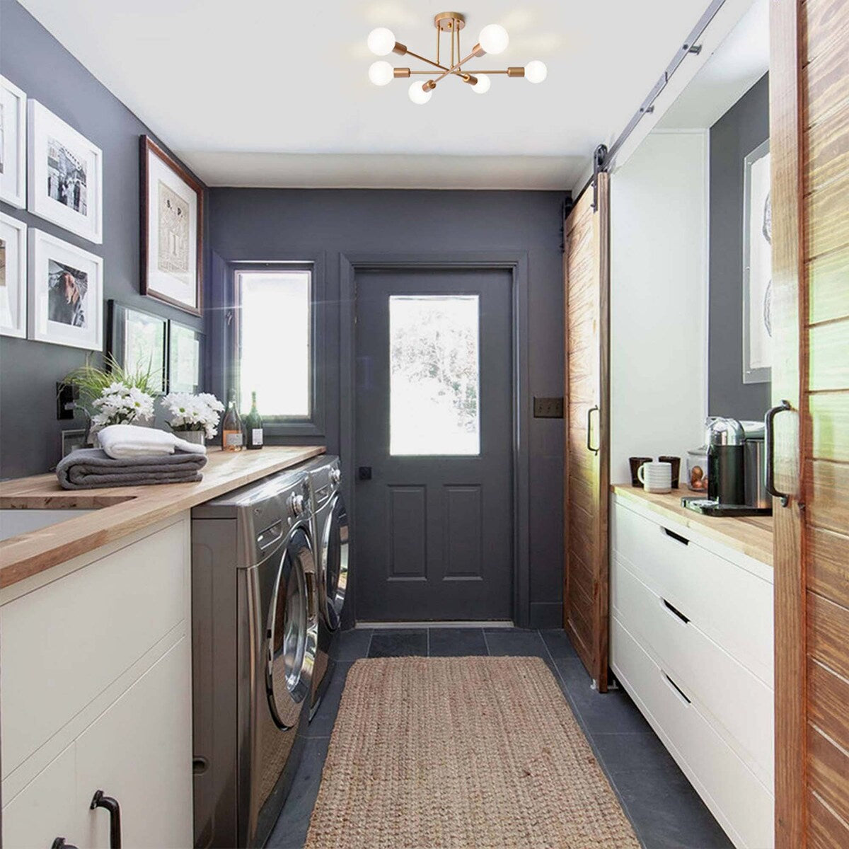 6 - Lampada da soffitto semi-incassata Sputnik in metallo moderno leggero da 23,62''