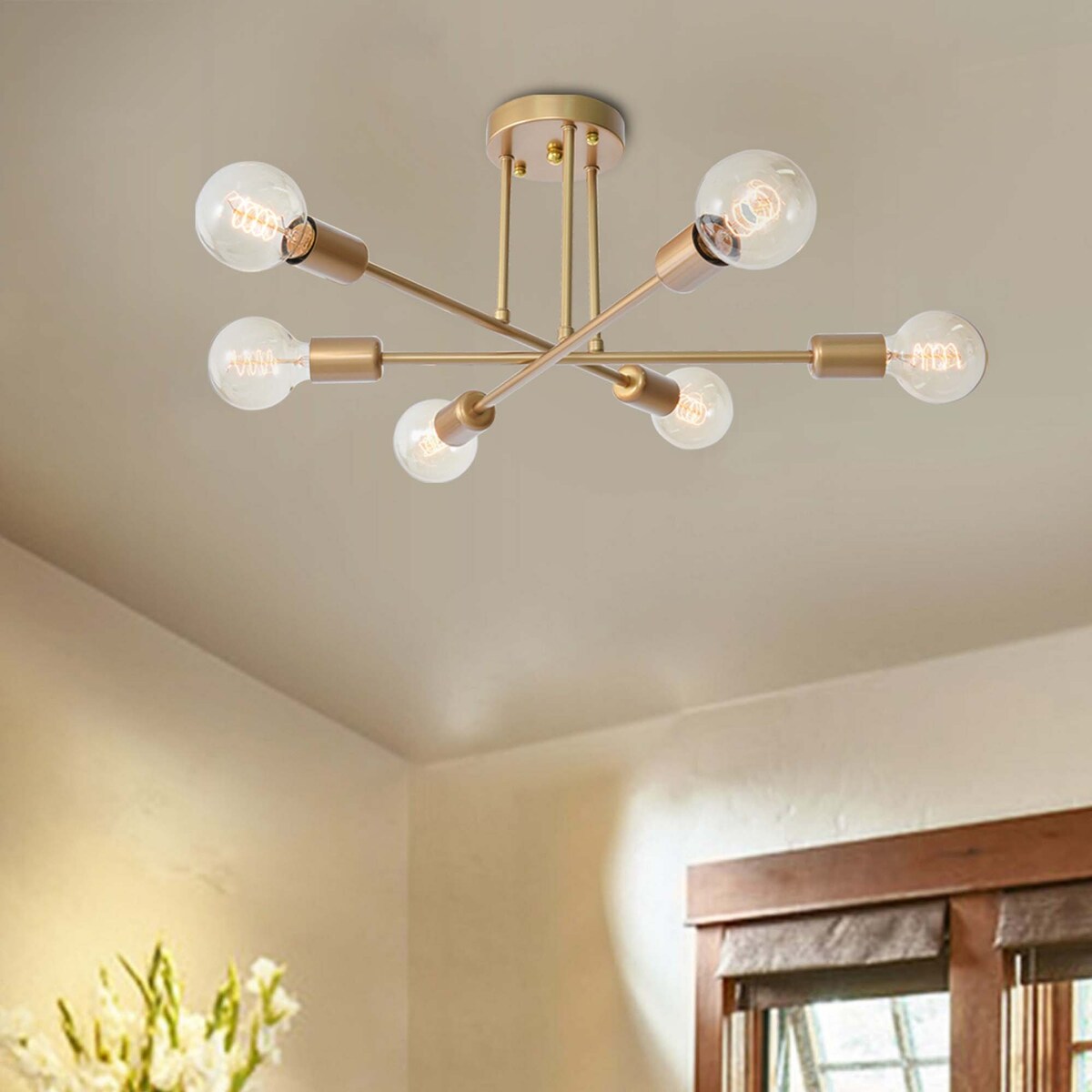 6 - Lampada da soffitto semi-incassata Sputnik in metallo moderno leggero da 23,62''