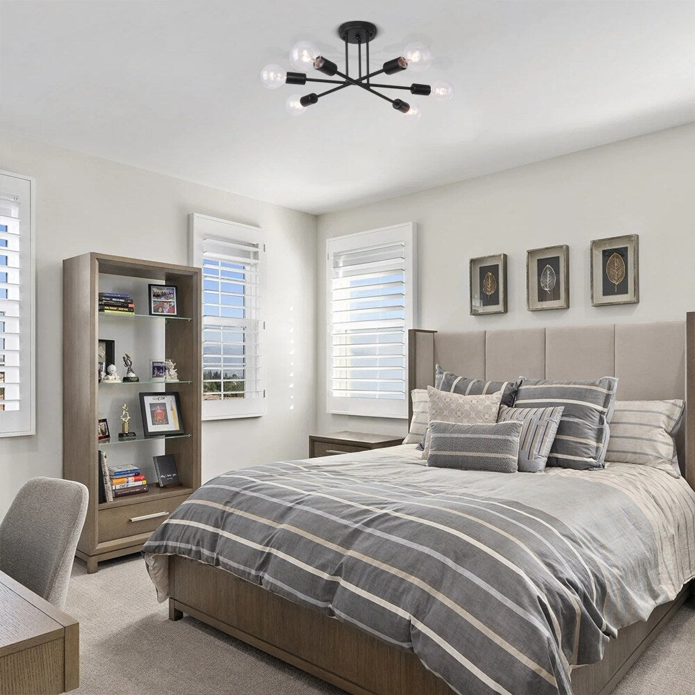 6 - Lampada da soffitto semi-incassata moderna in metallo nero Sputnik