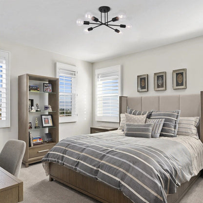 6 - Lampada da soffitto semi-incassata moderna in metallo nero Sputnik