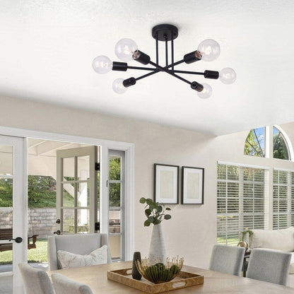 6 - Lampada da soffitto semi-incassata moderna in metallo nero Sputnik