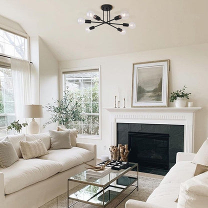 6 - Lampada da soffitto semi-incassata moderna in metallo nero Sputnik