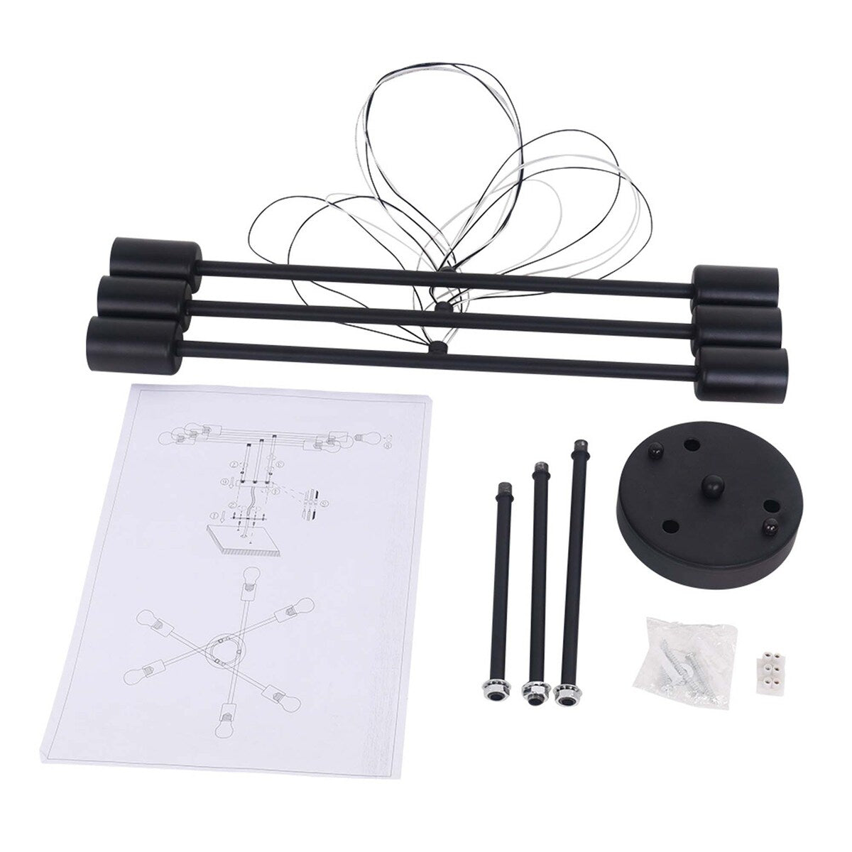 6 - Lampada da soffitto semi-incassata moderna in metallo nero Sputnik