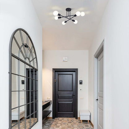 6 - Lampada da soffitto semi-incassata moderna in metallo nero Sputnik