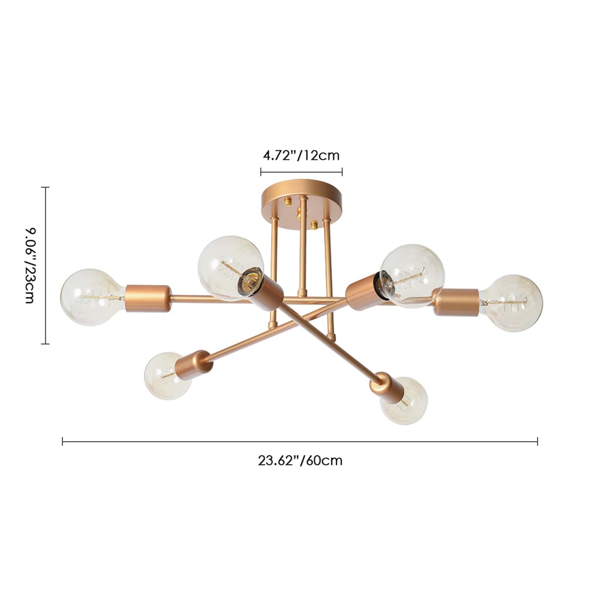 6 - Lampada da soffitto semi-incassata Sputnik in metallo moderno leggero da 23,62''