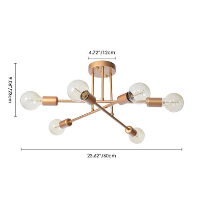 6 - Lampada da soffitto semi-incassata Sputnik in metallo moderno leggero da 23,62''