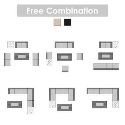 Gruppo di posti a sedere componibili per esterni da 6 persone con braciere